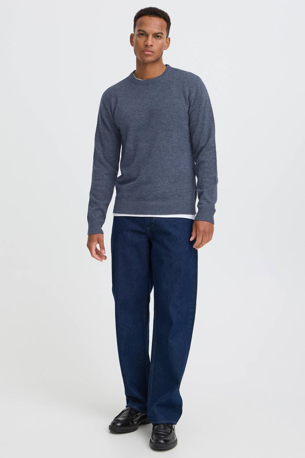 Blend regular fit gebreide gemêleerde trui met wol - stormy weather