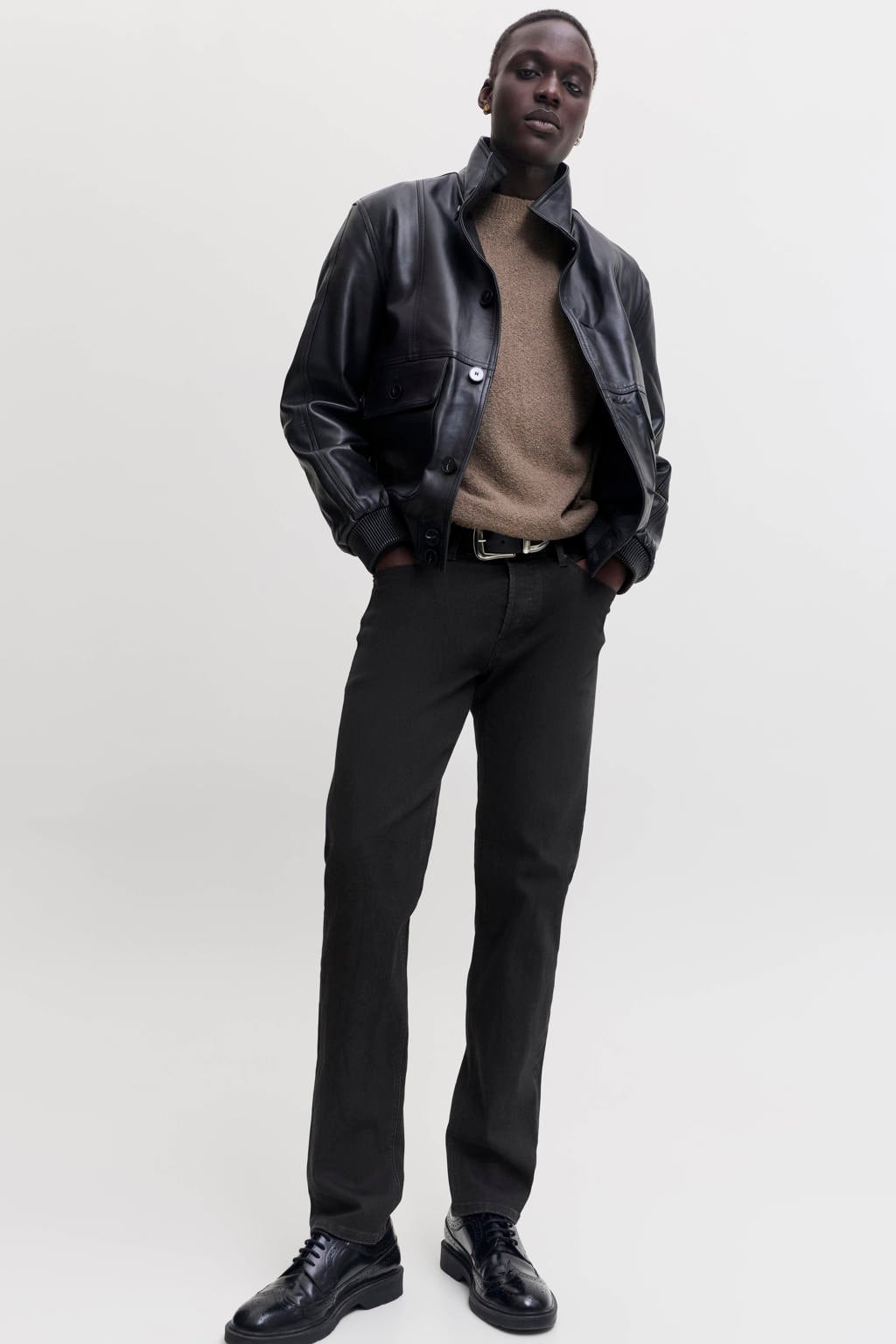 JACK & JONES JEANS INTELLIGENCE tapered jeans - zwart