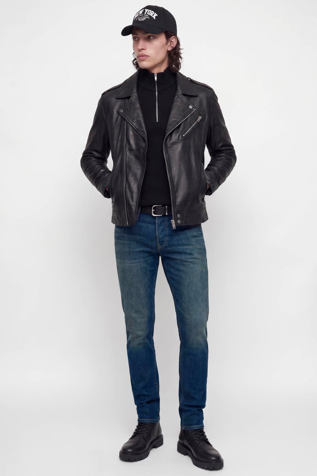 JACK & JONES JEANS INTELLIGENCE JJIGLEN JJICON slim fit jeans - blauw