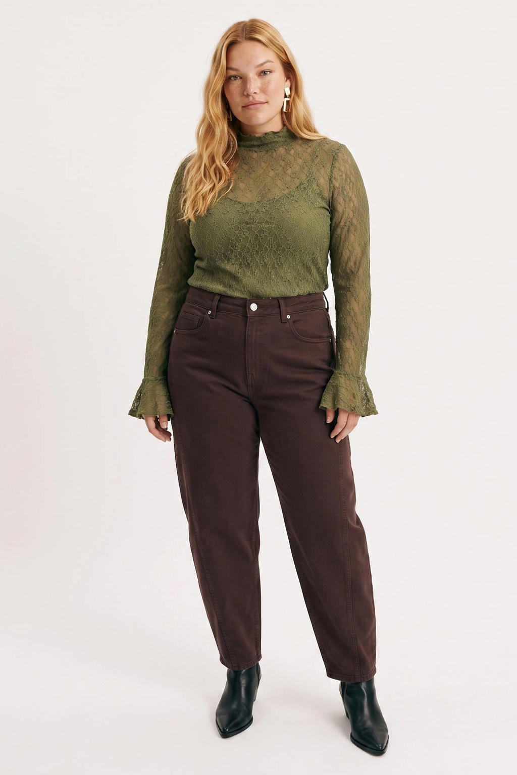 VERO MODA Curve x Wehkamp barrel jeans - bruin