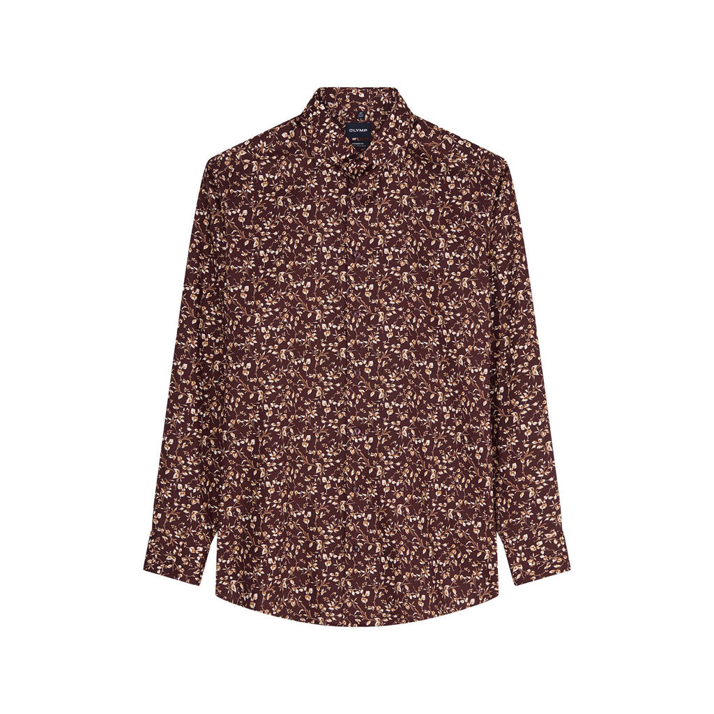 Olymp slim fit overhemd met print - bordeaux