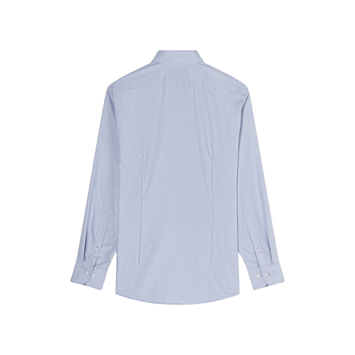 Olymp slim fit pied-de-poule overhemd donkerblauw