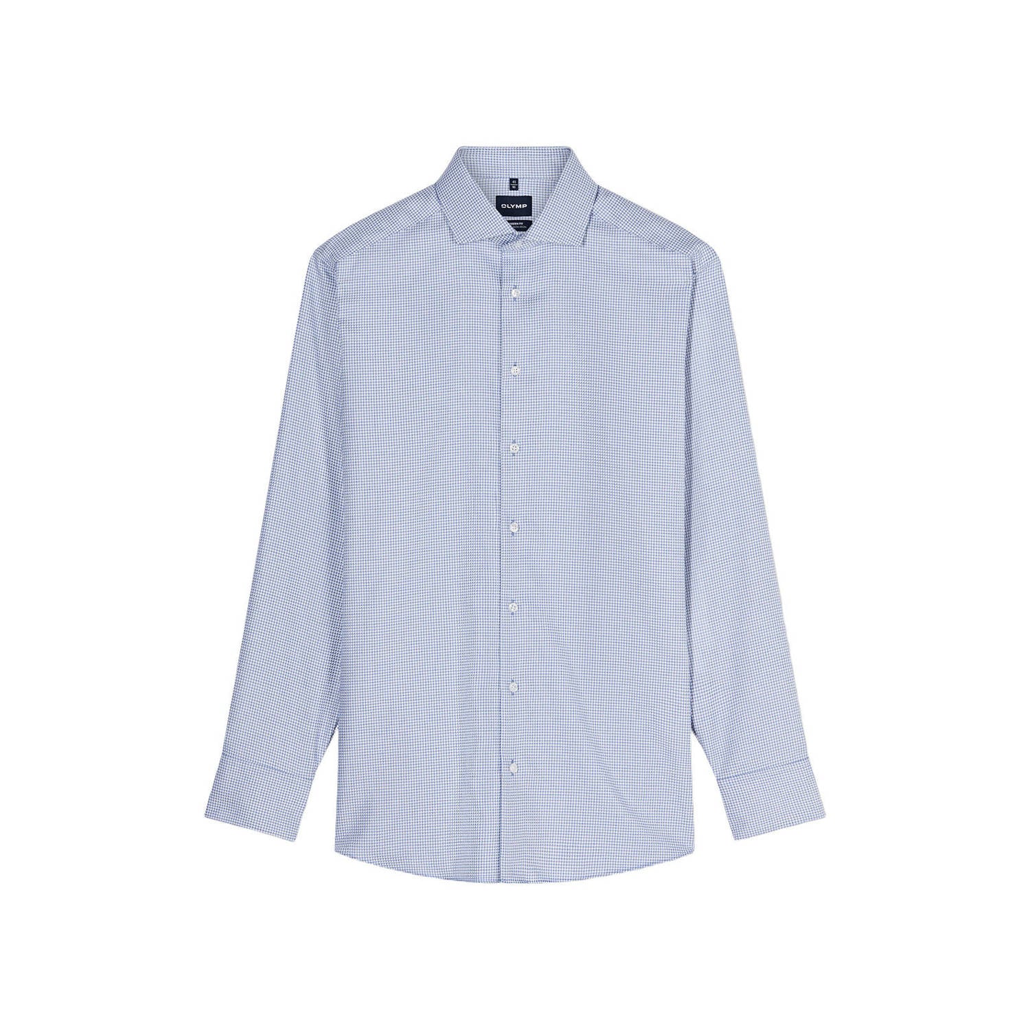 Olymp slim fit pied-de-poule overhemd donkerblauw