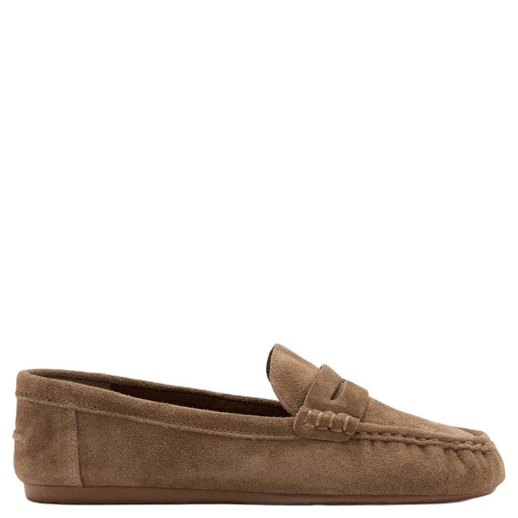 Camelkleurige dames Mango suède mocassins -