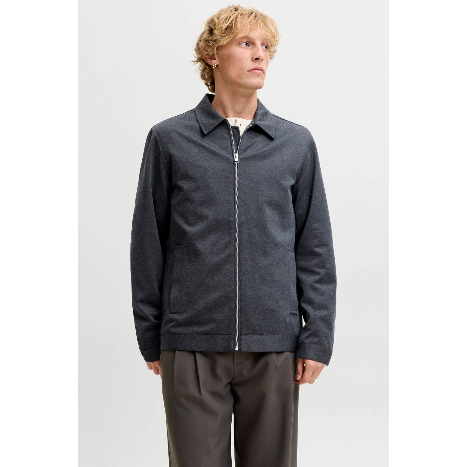 JACK & JONES PREMIUM slim fit gemêleerd overshirt night sky