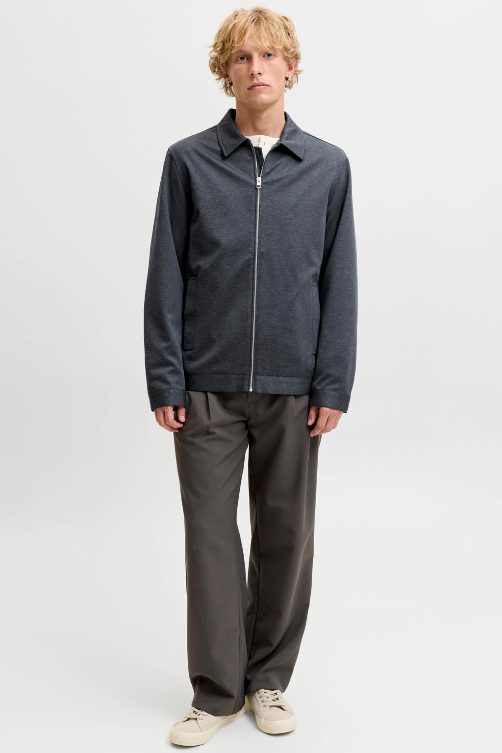 JACK & JONES PREMIUM slim fit gemêleerd overshirt - night sky