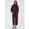 Kaffe imitatieleren barrel cropped broek - donkerrood