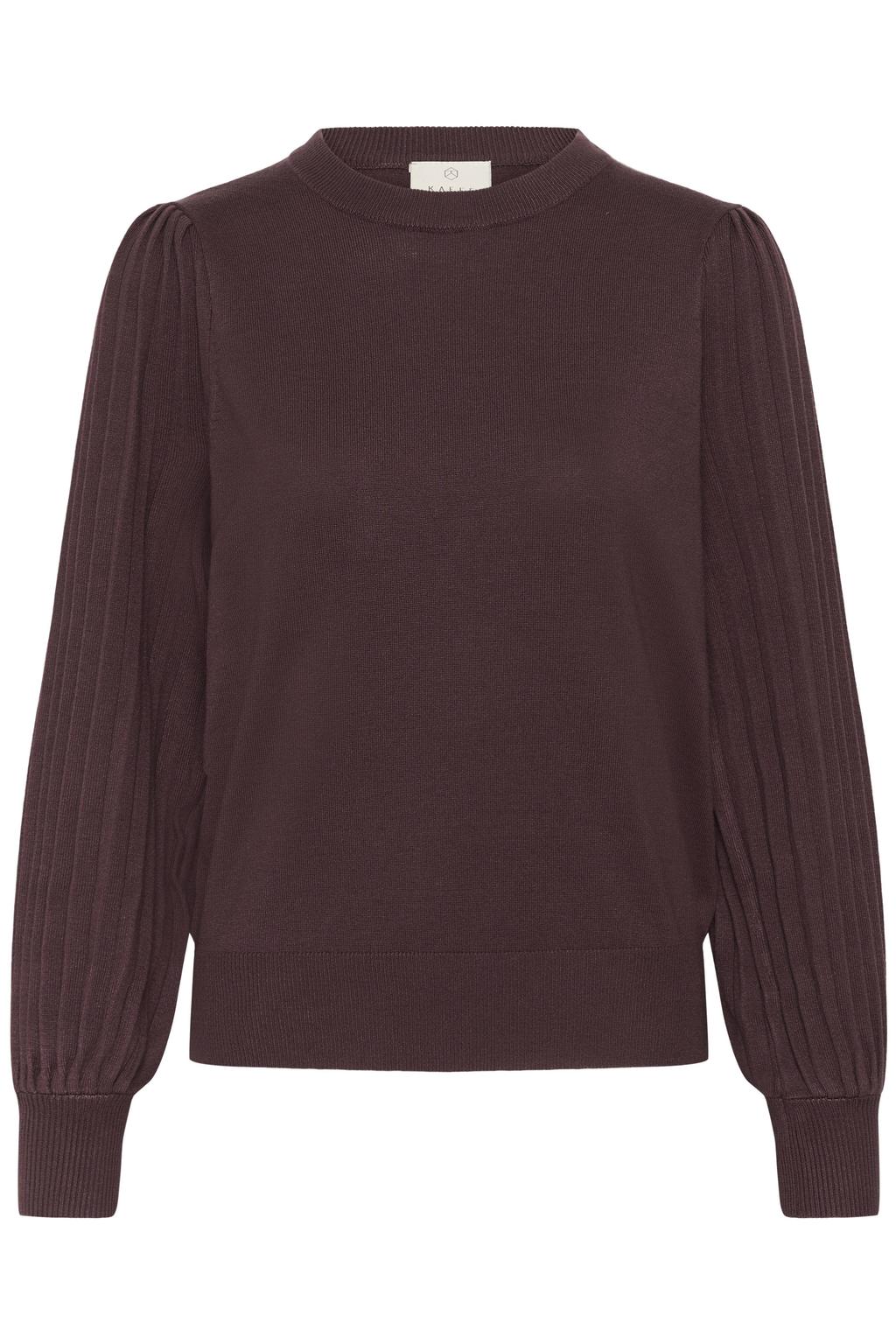 Bruine dames Kaffe pullover van viscose met effen, lange mouwen en ronde hals