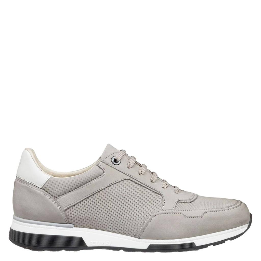 Grijze heren Van Lier suède sneakers - van nubuck met veters
