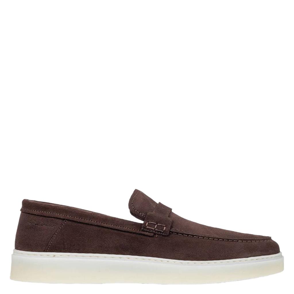 Donkerblauwe heren Van Lier suède loafers -