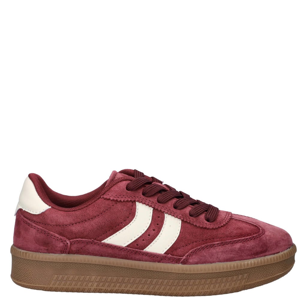 Bordeaux dames Nelson suède sneakers - met veters