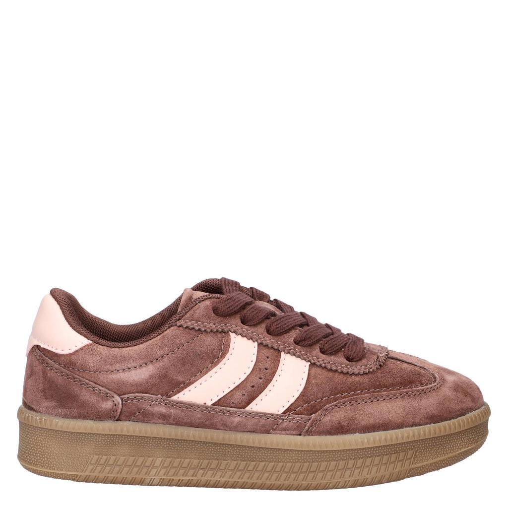 Bruin en roze dames Nelson suède sneakers - met veters