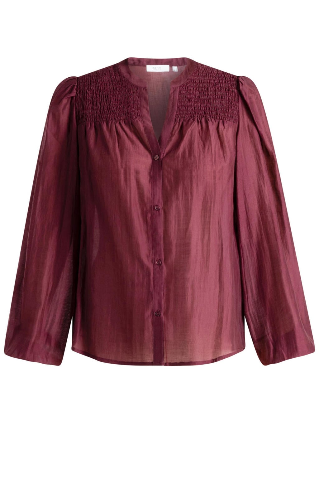 Rode dames Yest Curve blouse Plus Size van lyocell met effen, lange mouwen en knoopsluiting