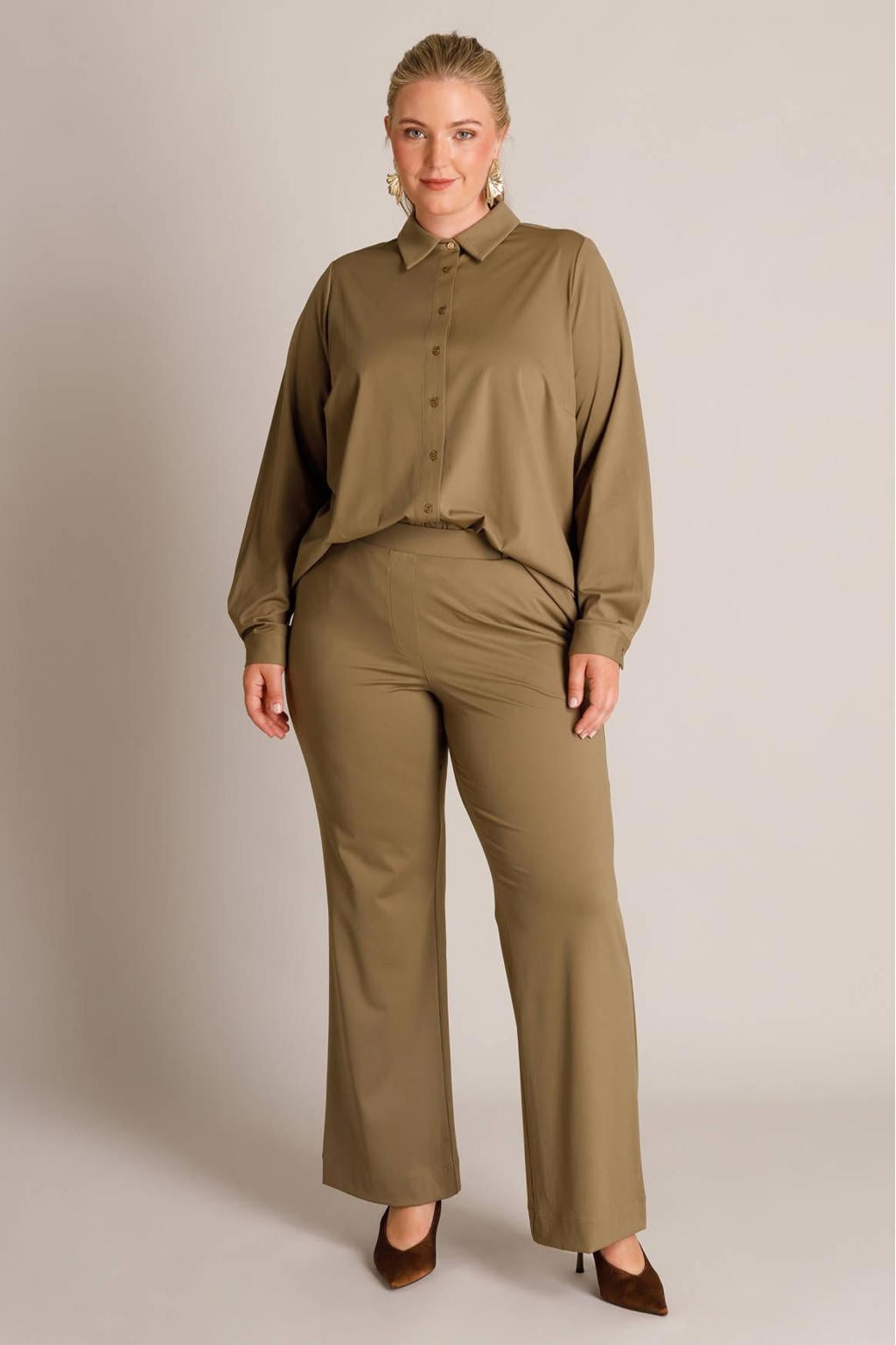Yest Curve flared broek Plus Size - olijfgroen
