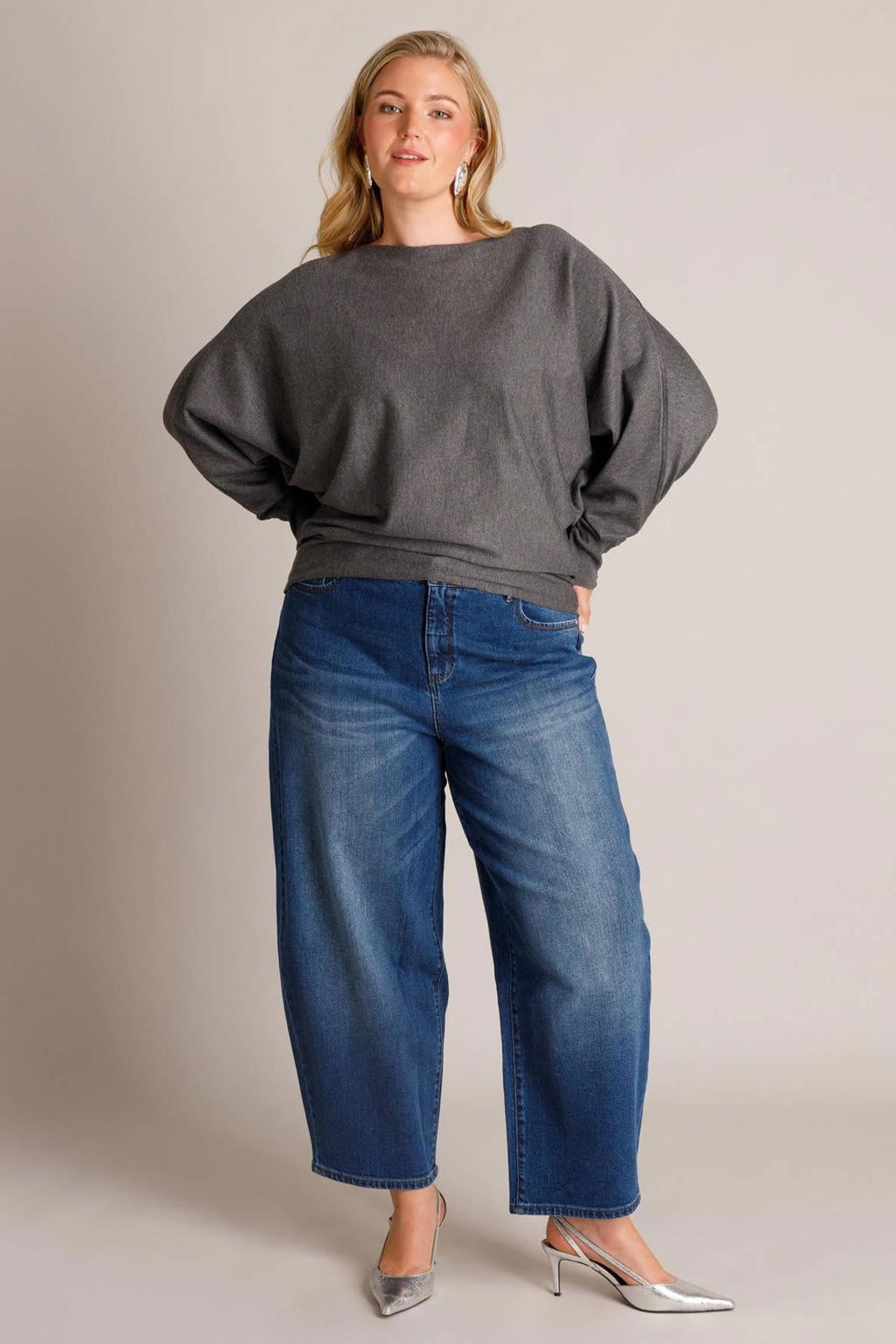 Yest Curve gebreide trui Plus Size - grijs