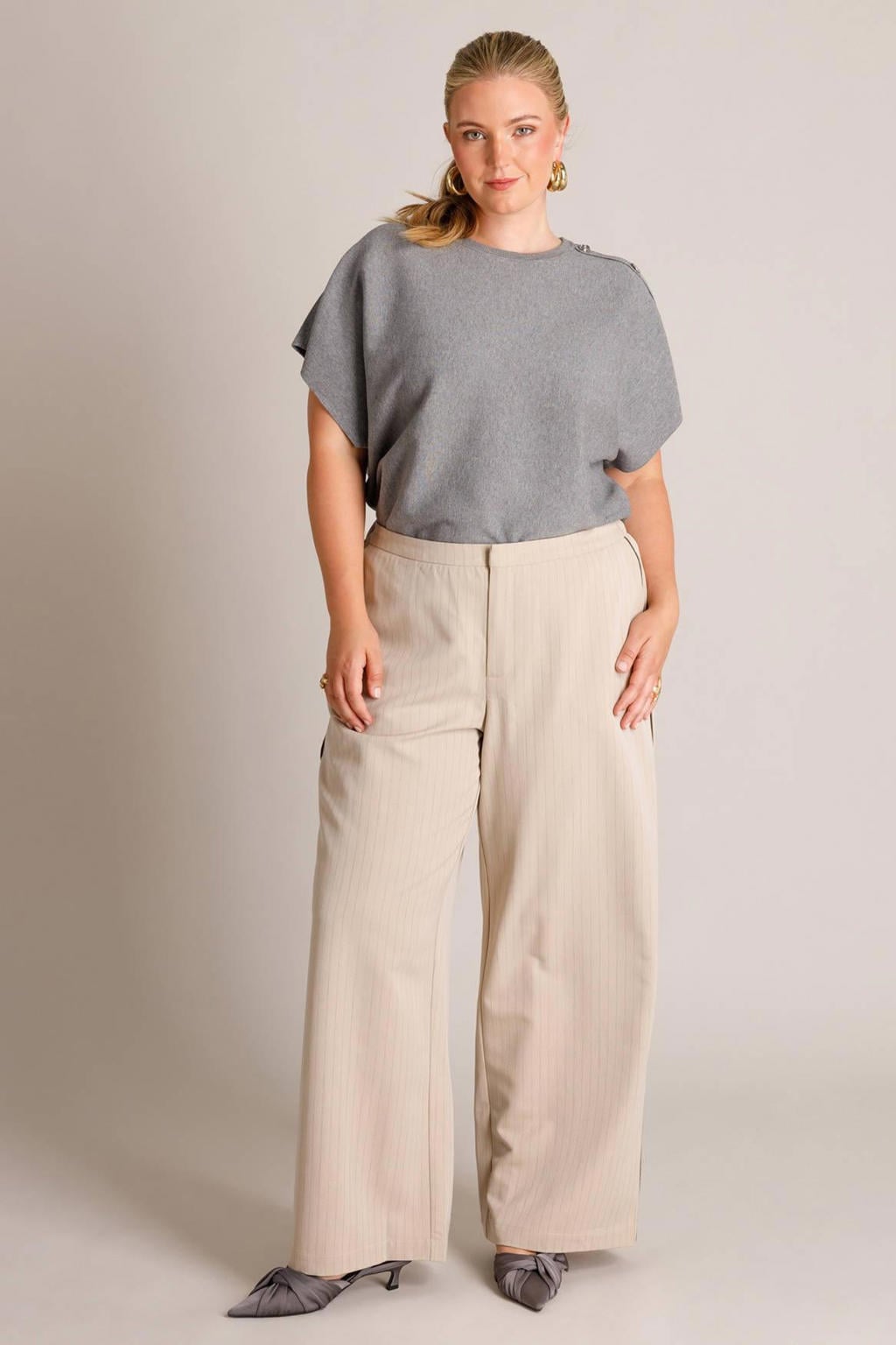 Yest Curve top Plus Size - grijs