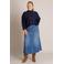 Yest Curve midi spijkerrok Plus Size - middelblauw