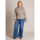 Yest Curve gestreepte blouse met ceintuur Plus Size - bruin