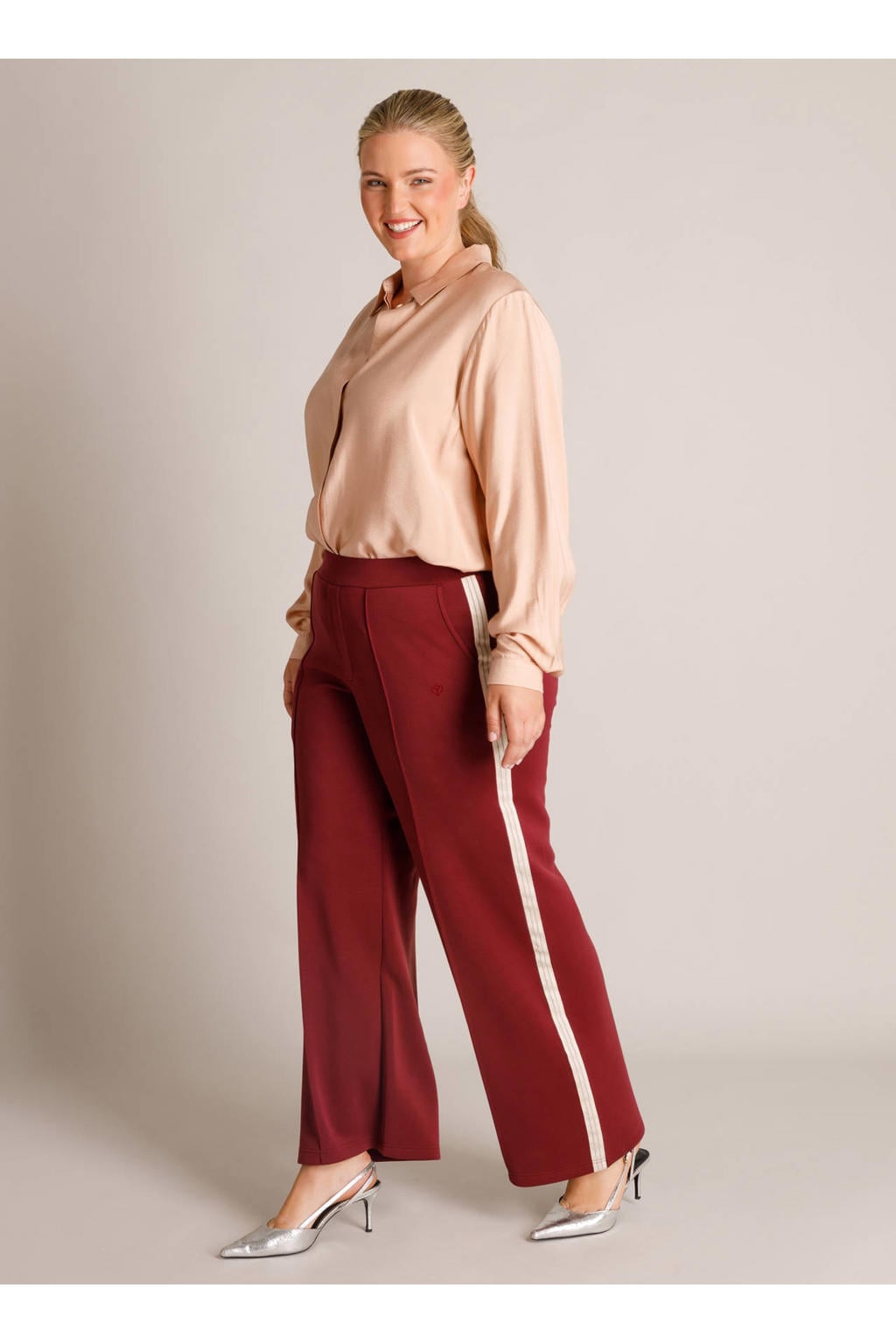 Yest Curve wide leg broek Plus Size - donkerrood