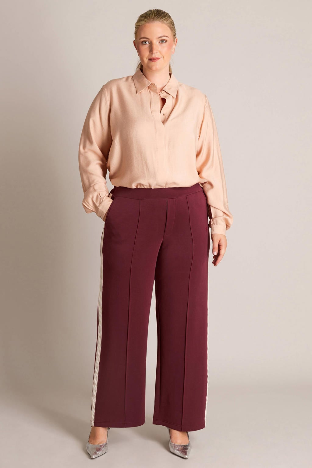 Yest Curve wide leg broek Plus Size - donkerrood
