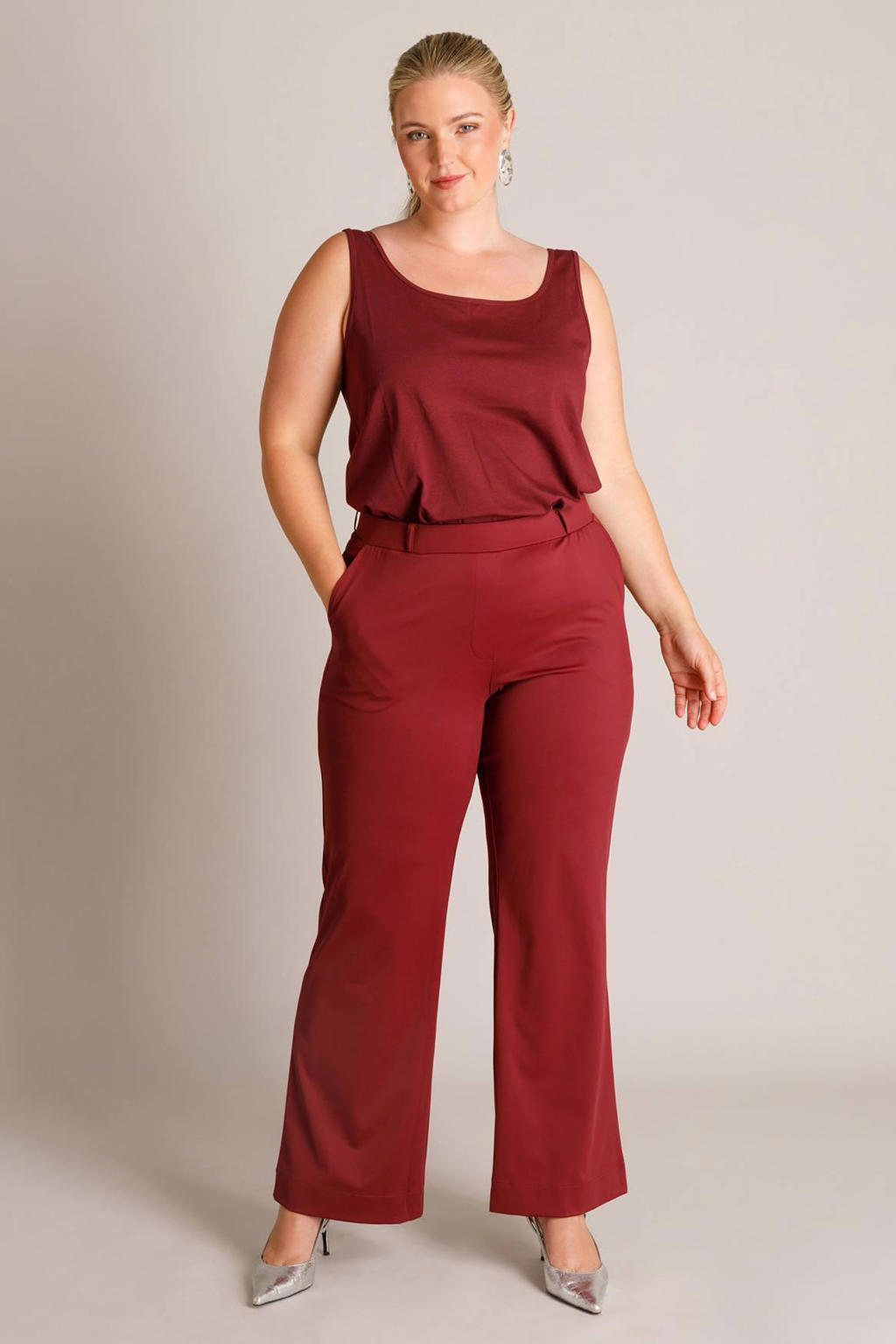 Yest Curve top Plus Size - donkerrood