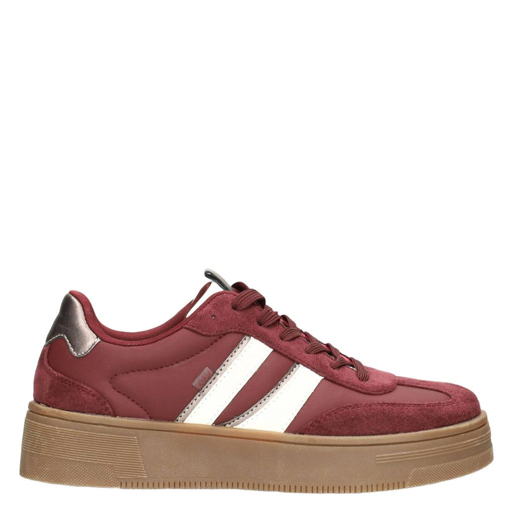 Bordeaux dames POSH by Poelman Lilly sneakers - rood van microfiber met veters