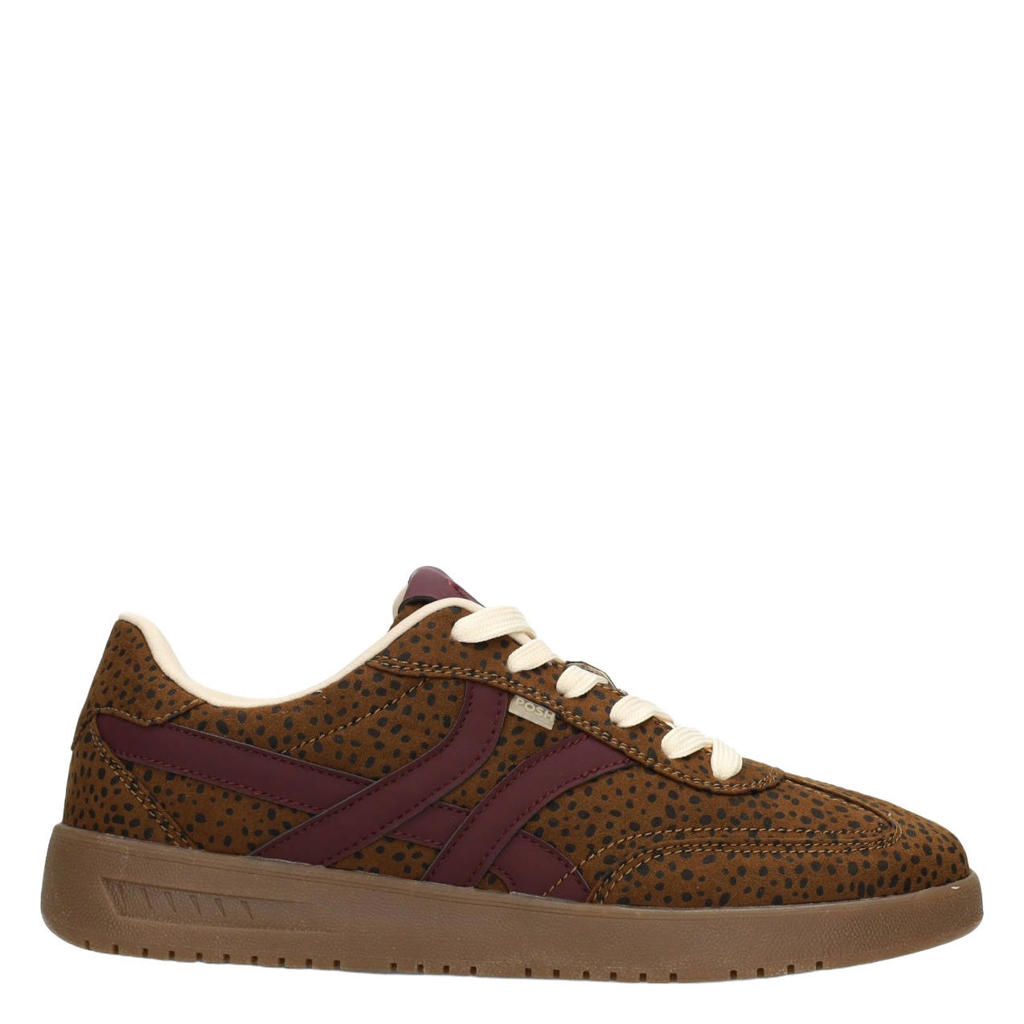 Bruin en zwarte dames POSH by Poelman Megan suèdelook sneakers - met veters