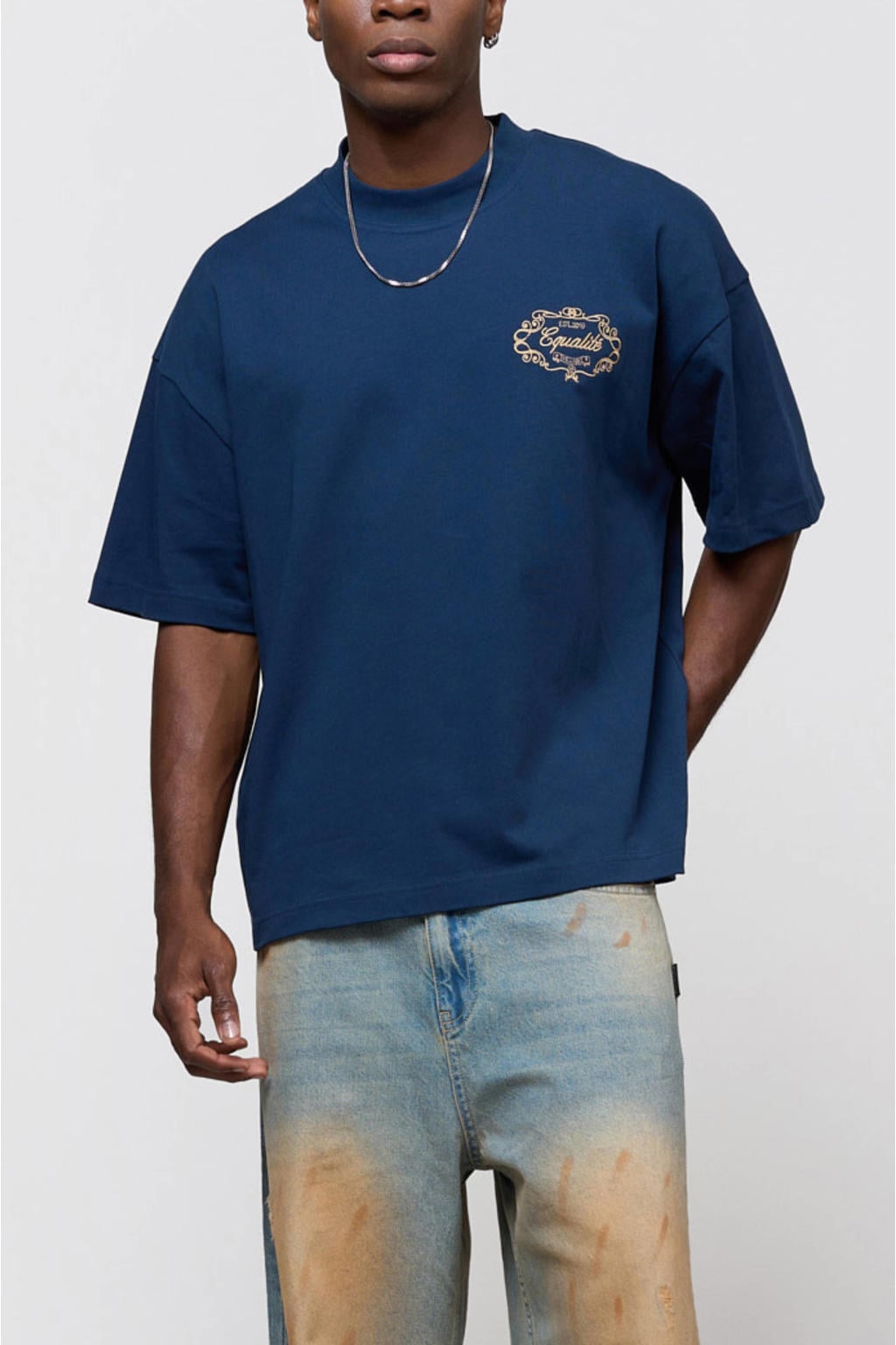 Equalité oversized T-shirt met backprint - donkerblauw