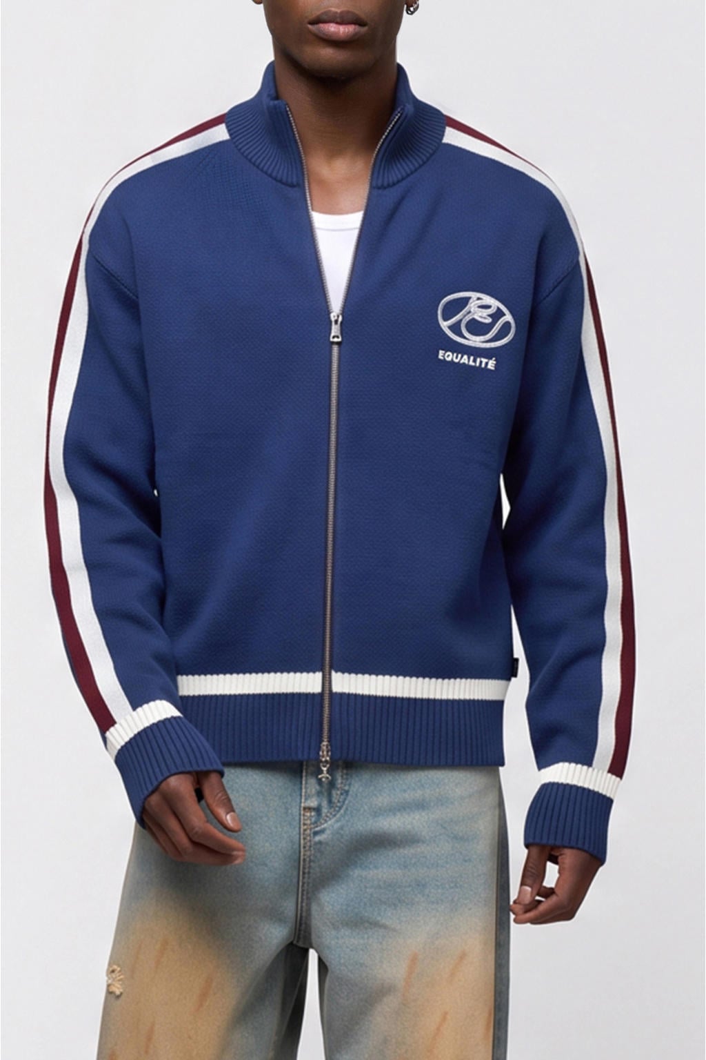 Equalité gebreid vest met backprint - donkerblauw