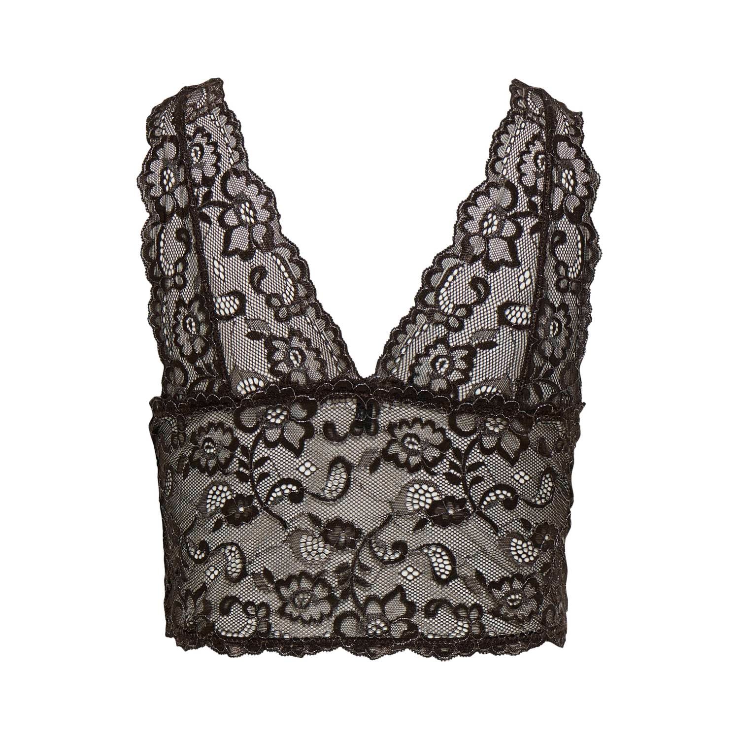 ONLY niet-voorgevormde bralette zonder beugel donkerbruin