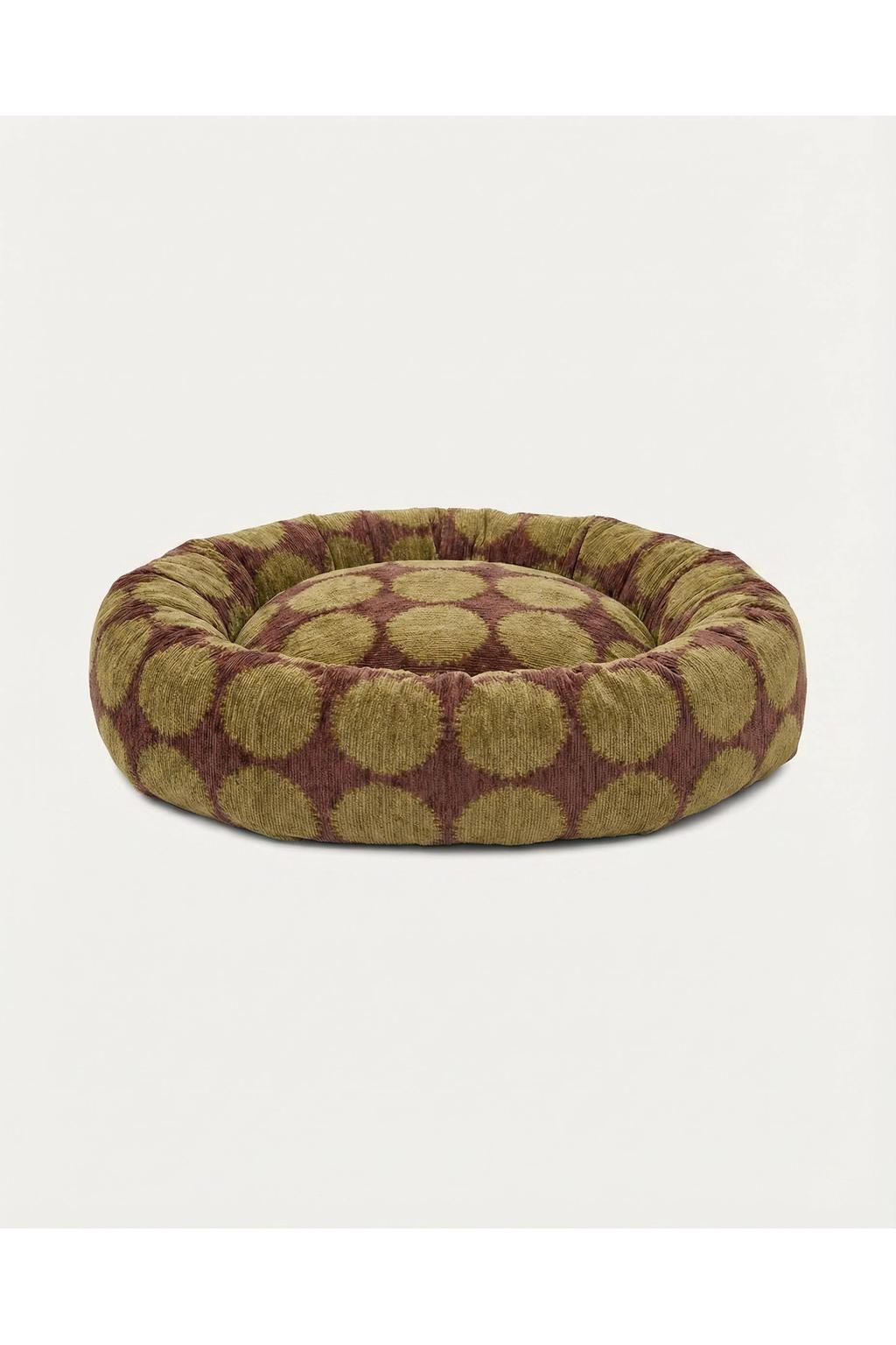 Dogguo Hondenmand rond DOT-ROUND-BED-BROWN/GREEN-M (70X25 cm)