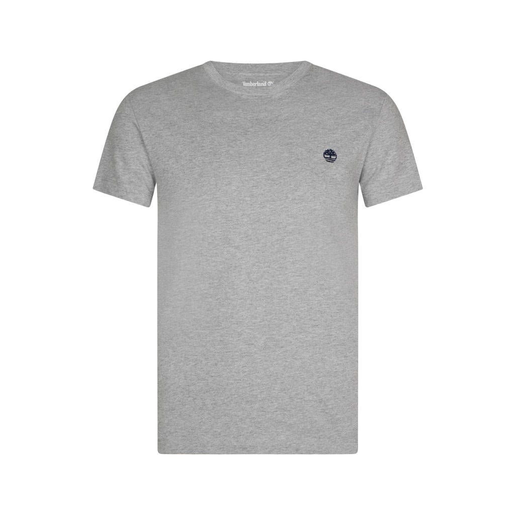 Grijze heren Timberland regular fit gemêleerd T-shirt van katoen met melée print, korte mouwen en ronde hals