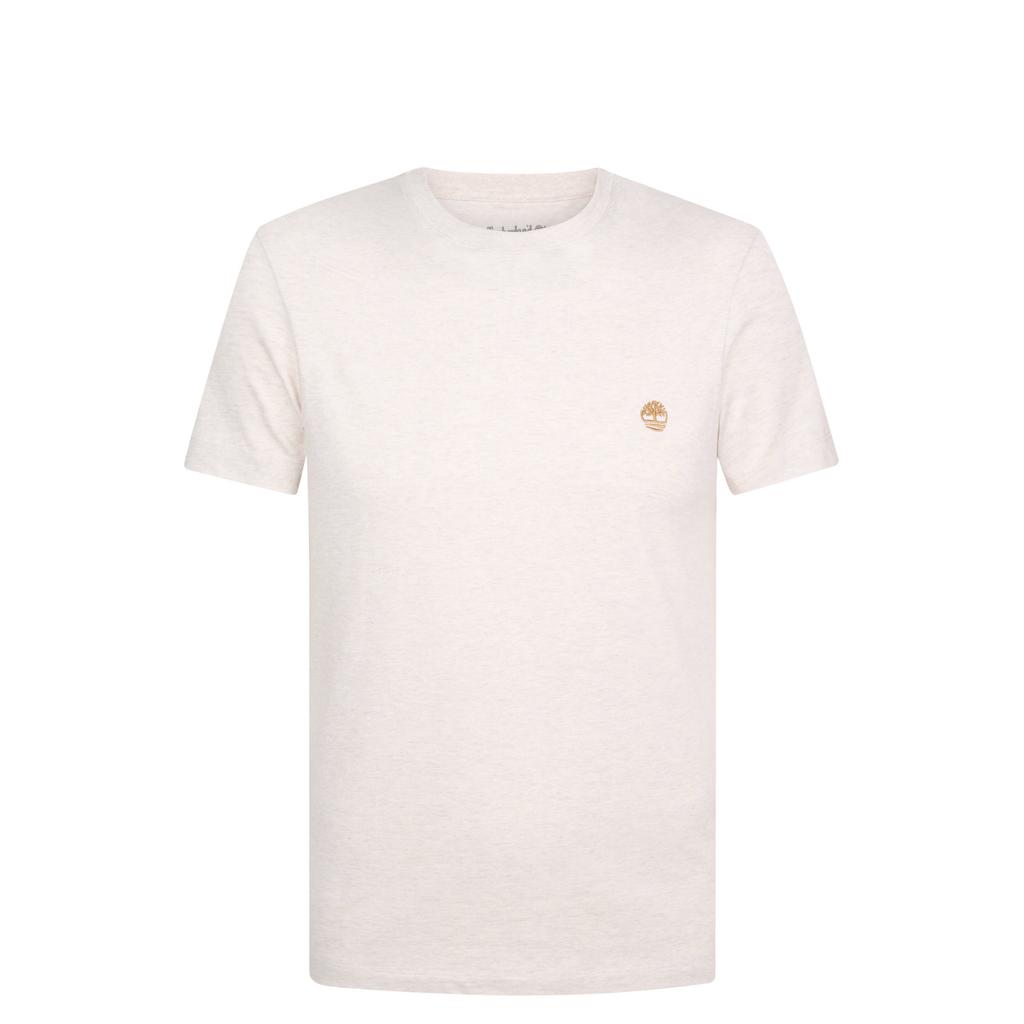 Ecru heren Timberland regular fit T-shirt van katoen met effen, korte mouwen en ronde hals