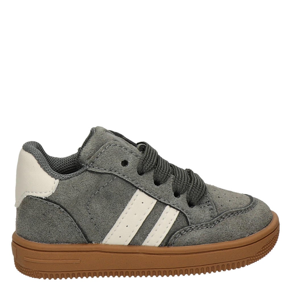 Grijze jongens Nelson Kids suède sneakers - met veters