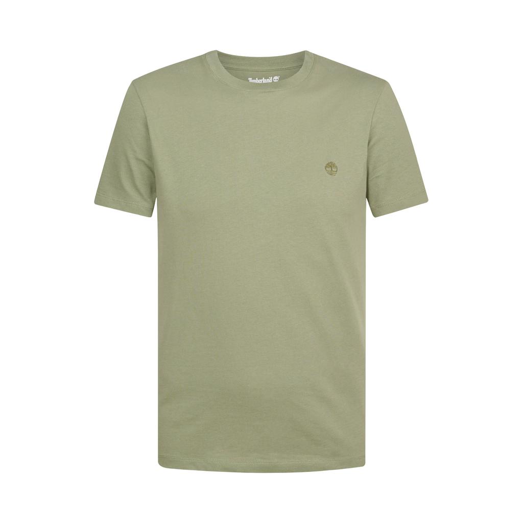 Lichtgroene heren Timberland regular fit T-shirt van katoen met effen, korte mouwen en ronde hals