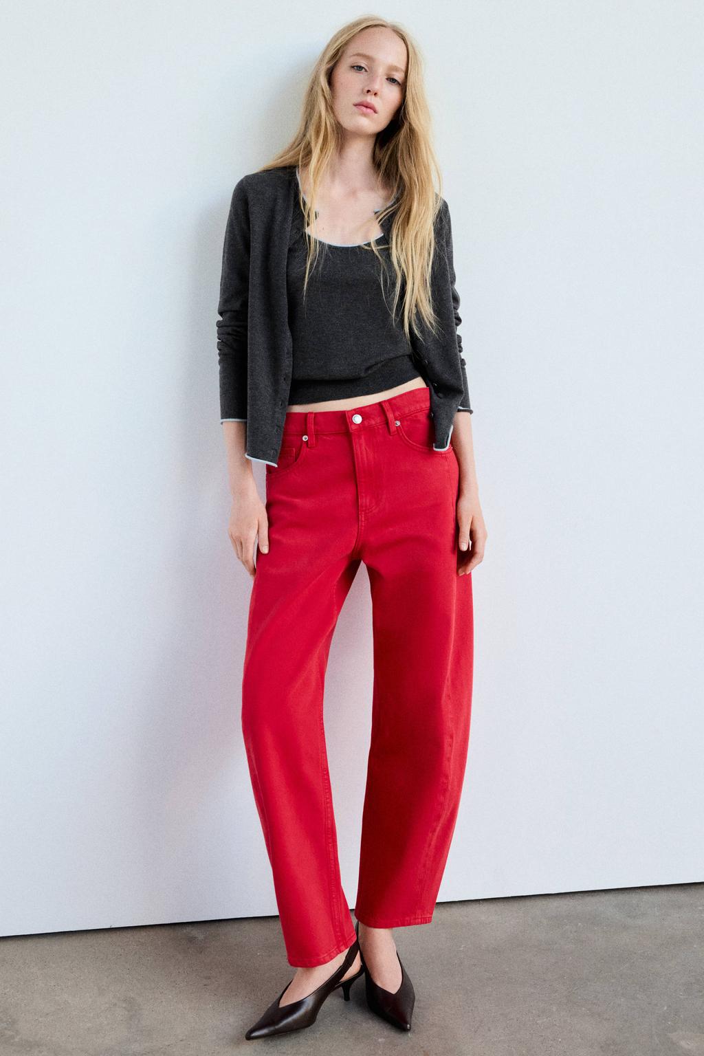 Grijs en lichtblauwe dames Mango gebreid vest met effen, lange mouwen, ronde hals en knoopsluiting
