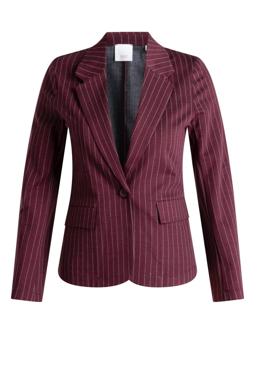 Yest Curve regular fit gestreepte blazer Plus Size - donkerrood