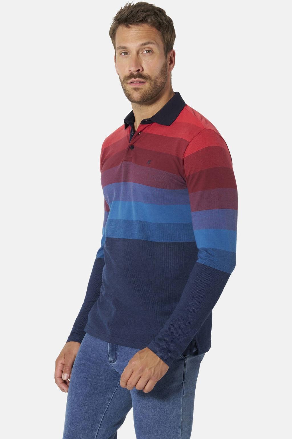 Babista regular fit gestreepte polo +FIT Collectie Plus Size - rood