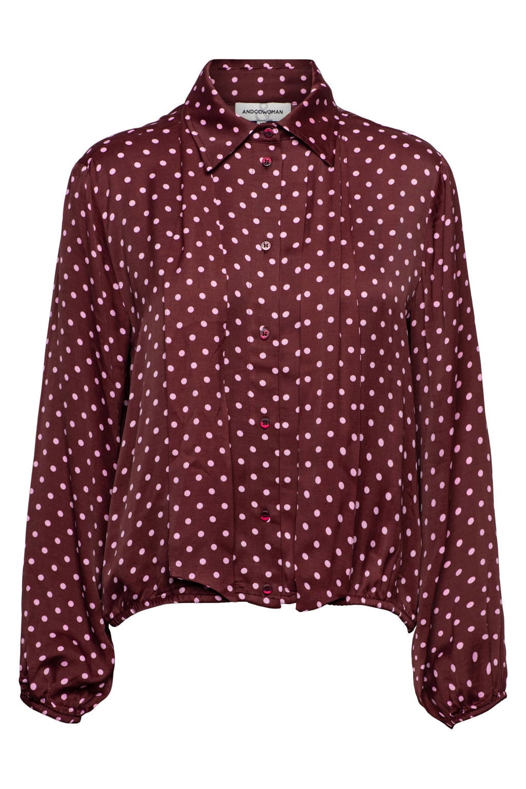 dames &Co Woman van viscose met stippenprint, lange mouwen, klassieke kraag, knoopsluiting en elastische boord