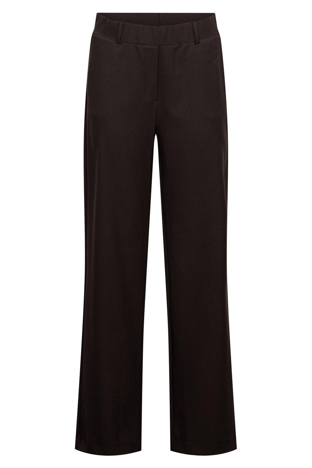 Donkerblauwe dames &Co Woman wide leg broek met effen