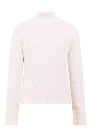 longsleeve met hartjes - ecru