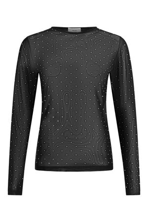 top met stippen en glitters - zwart