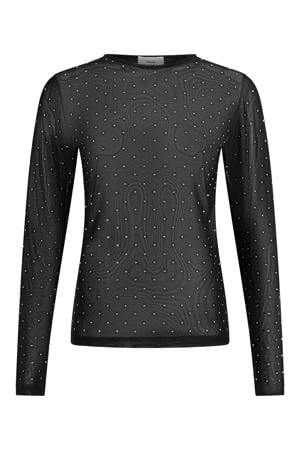 top met stippen en glitters - zwart