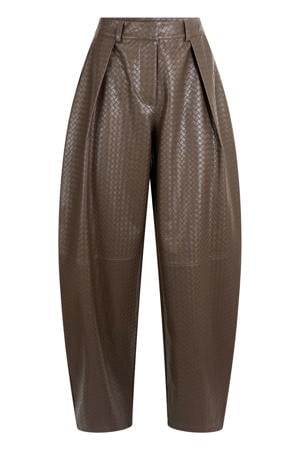 imitatieleren barrel broek - bruin