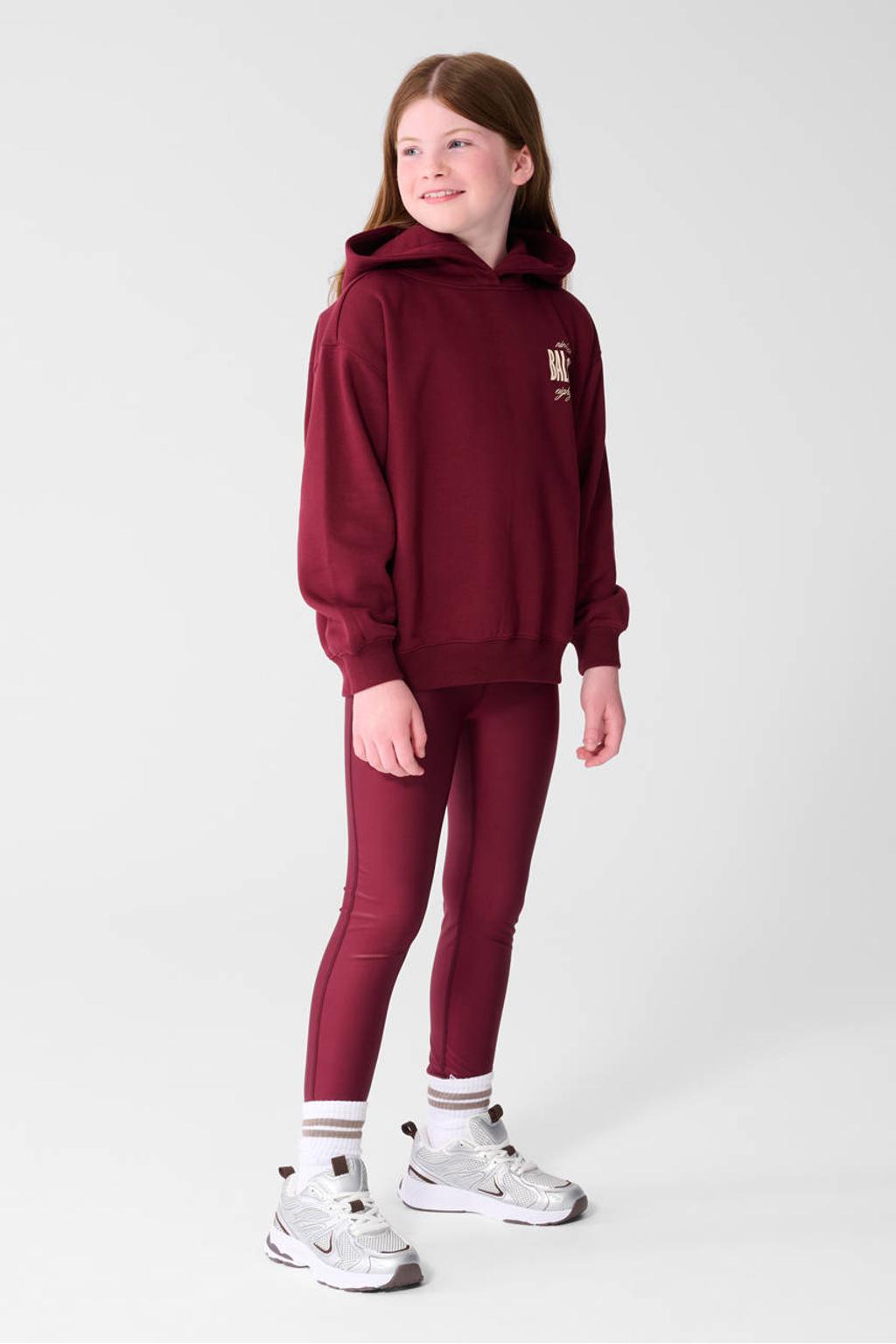 Donkerrode meisjes Shoeby legging van polyester met high waist, elastische tailleband en effen
