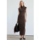 Mango midi jurk met split - bruin