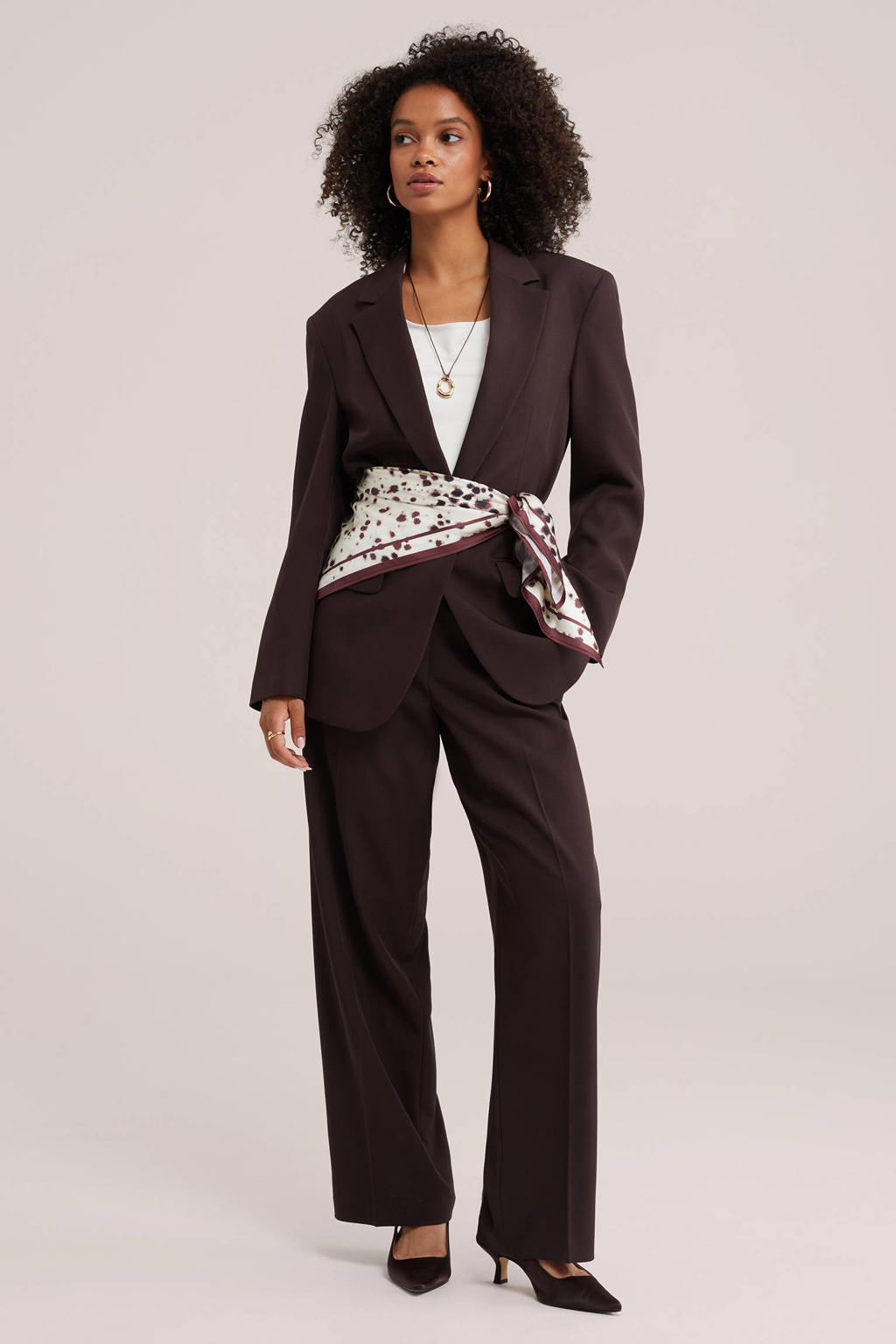 WE Fashion regular blazer - donkerbruin
