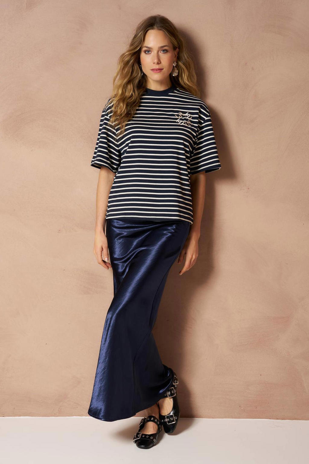 Lofty Manner gestreept T-shirt - zwart