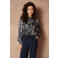 Lofty Manner blouse met print - donkerblauw