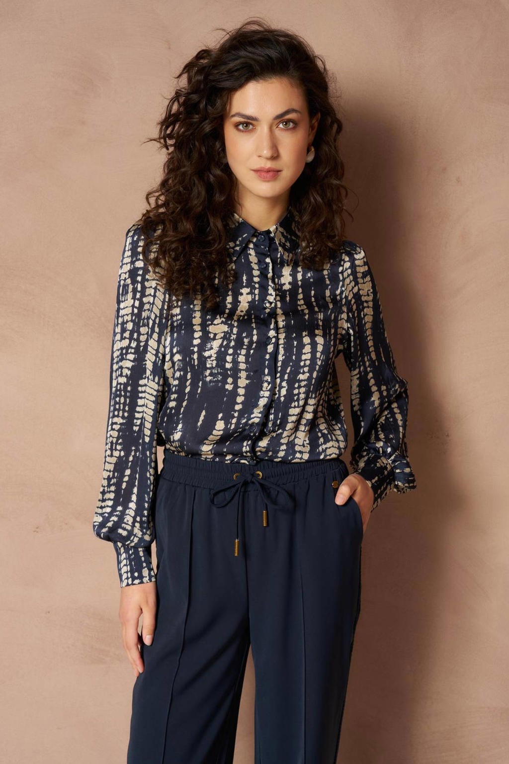Lofty Manner blouse met print - donkerblauw